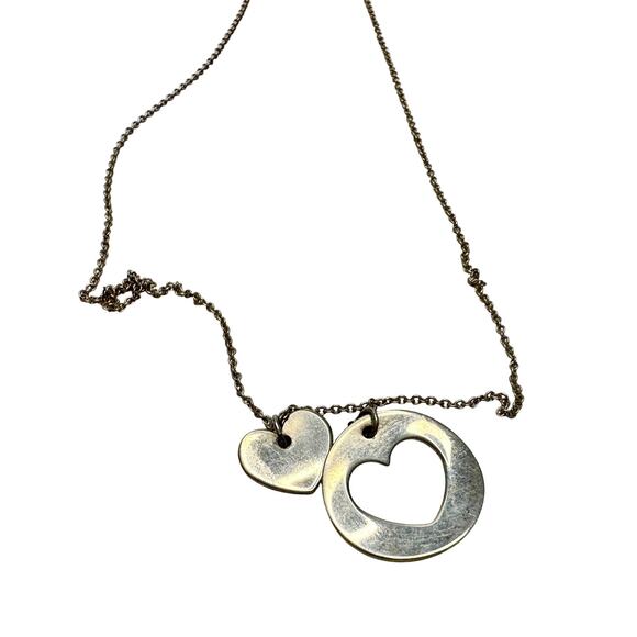 Tiffany & Co. 2 Heart Necklace - Stencil Heart Pendant with Cutout Heart - Picture 5 of 16